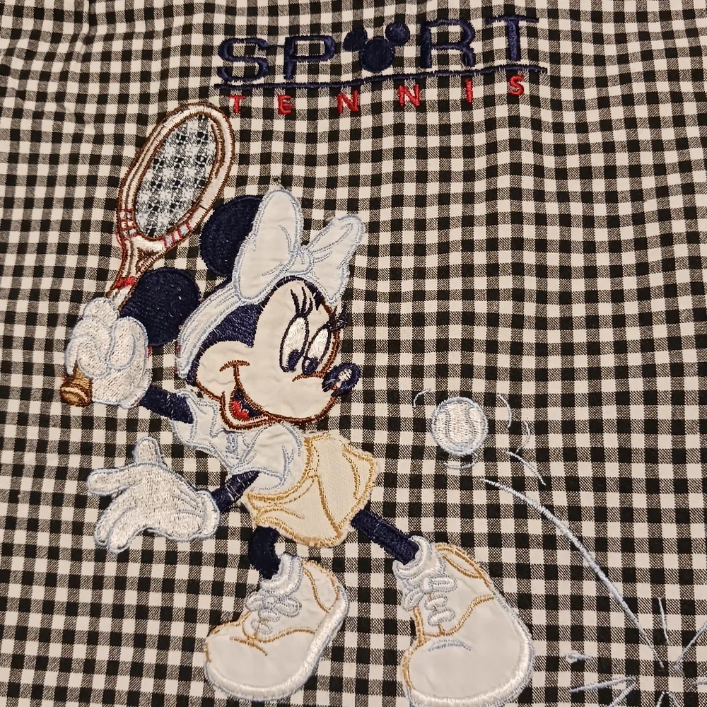 Minnie Mouse Tennis Shirt Embroidered Sz8/10 Girls Black/White‎ Disneylandia
